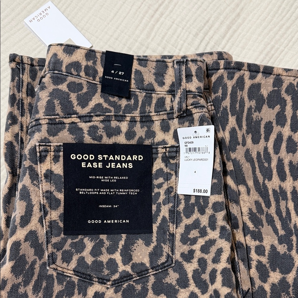 Good American Leopard Print Wide Leg Pants - Tan & Black - Picture 5 of 11